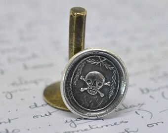 skull ring - skull and crossbones wax seal ring ... memento mori - sterling silver antique wax seal jewelry