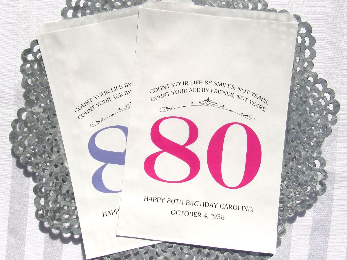 80th Birthday Favor Bags Adult Birthday Favors Birthday
