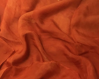 Hand Dyed TANGERINE ORANGE Soft Silk Organza Fabric - 1 Yard