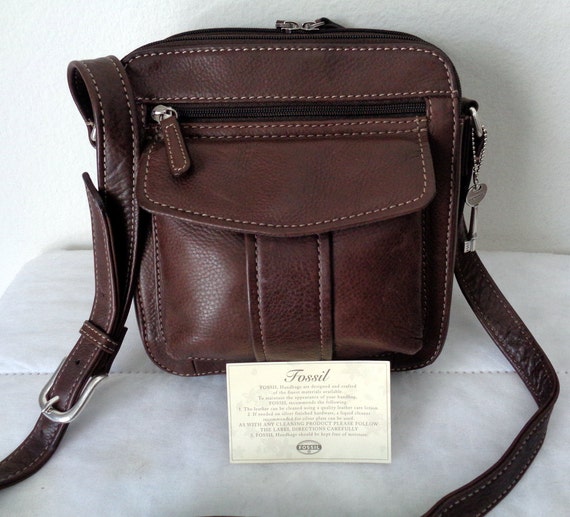 Fossil thick grain buttery soft leather messenger bag cross