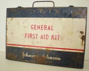 Vintage First Aid Kit, 1940's First Aid Kit, Vintage Emergency Kit, Vintage Medical Supplies, Old Odds and Ends