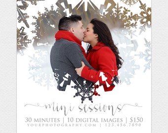 DIY Winter Mini Session Template, Snow, Christmas, Instant Download, Photographer Marketing, Photoshop, Facebook, PSD, Mini Session