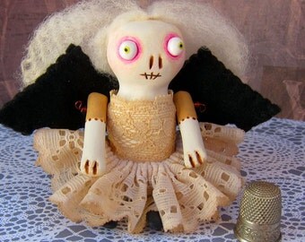 Trindel - a small handmade bat girl art doll