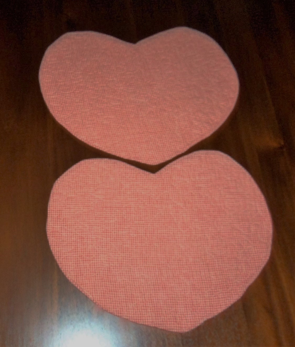 Quilted Placemats Heart Shaped Country Red Homespun Fabric