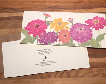 Zinnia Illustrated Horizontal Botanical Card Set