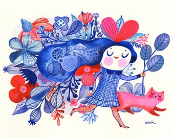 Sunny Side Blues... - limited edition giclee print of an original watercolor illustration (8 x 10 in)