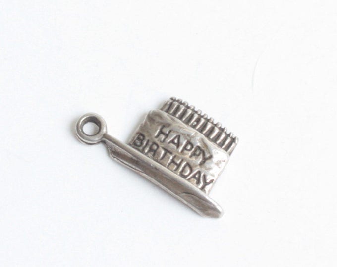 Sterling Birthday Cake Charm Happy Birthday Smaller Size Vintage