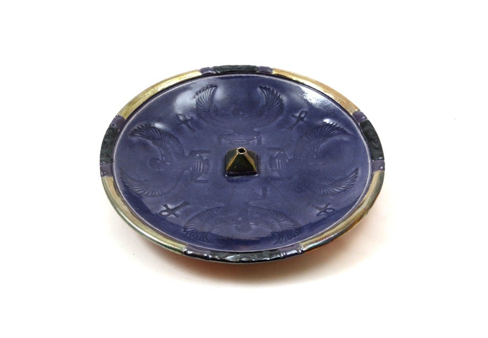 Incense Burner Egyptian Goddess Isis Handmade Raku Pottery