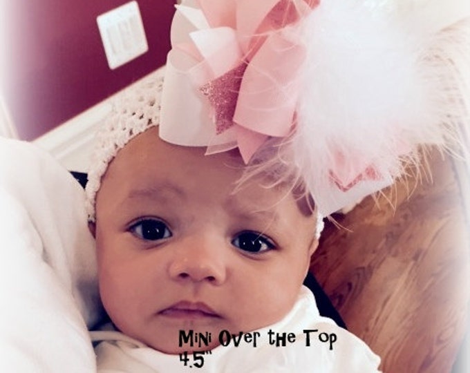 White baby Headband, Over the Top bow, Big White Bow, Baptism Bows, girls Wedding Bow, White Boutique Hairbow, Pageant Hairbow, birthday bow