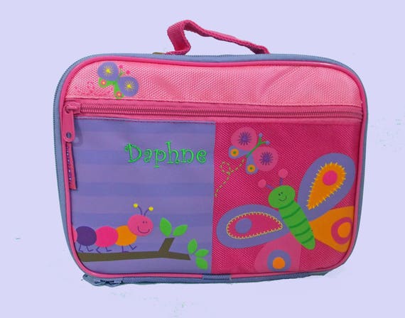 Stephen Joseph Child's Personalized BUTTERFLY Themed Lunch Box-Monogramming Included in the Price-Pink & Purple
