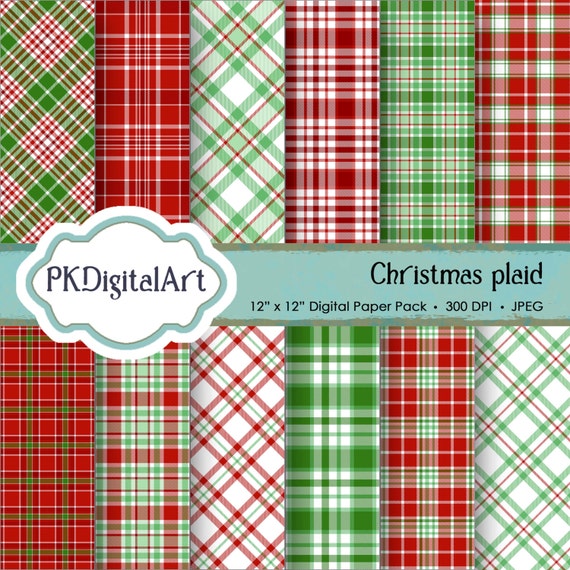 Christmas Plaid Digital Paper Christmas Plaid