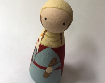 St Genevieve - Wooden Peg Doll
