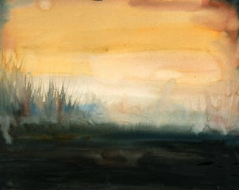 Landscape Original watercolor painting 14x11inch