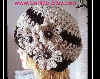 CROCHET hat PATTERN Hat, 30 minute hat crochet pattern, CARLITTO adult hat, #112, crochet pattern hat, instant download