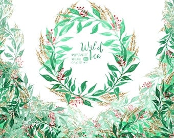 Watercolor Floral Wreaths// Wild Ice :Christmas Wreath, Boho Wreaths, Romantic Wreaths, Watercolor, Floral Clip Art, Hand painted