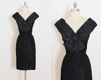 Vintage 50s Dress | 1950s Lanvin dress | flocked lace desiger dress | xs/s