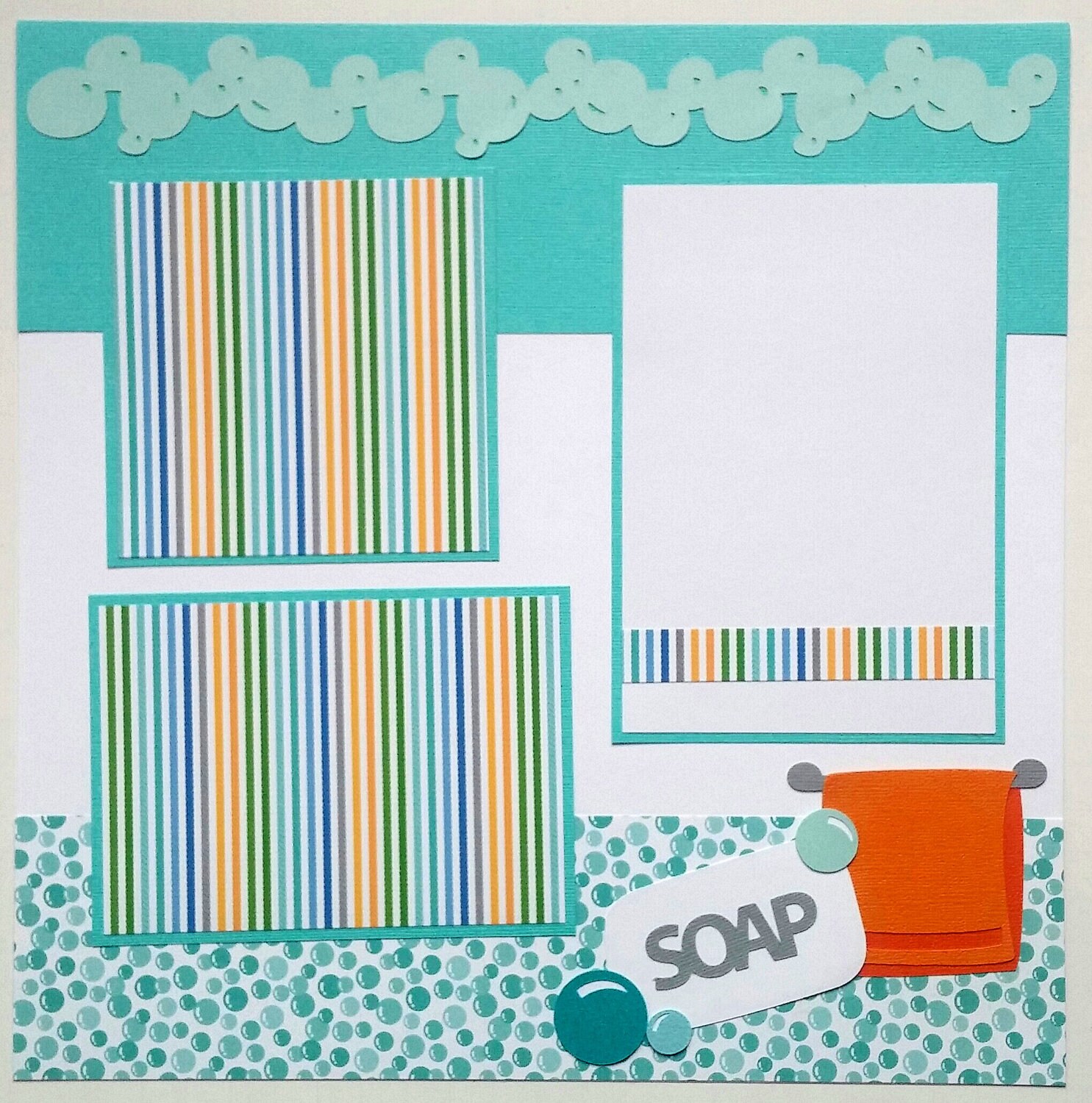 Bath scrapbook page First bath scrapbook Taking a bath Baby