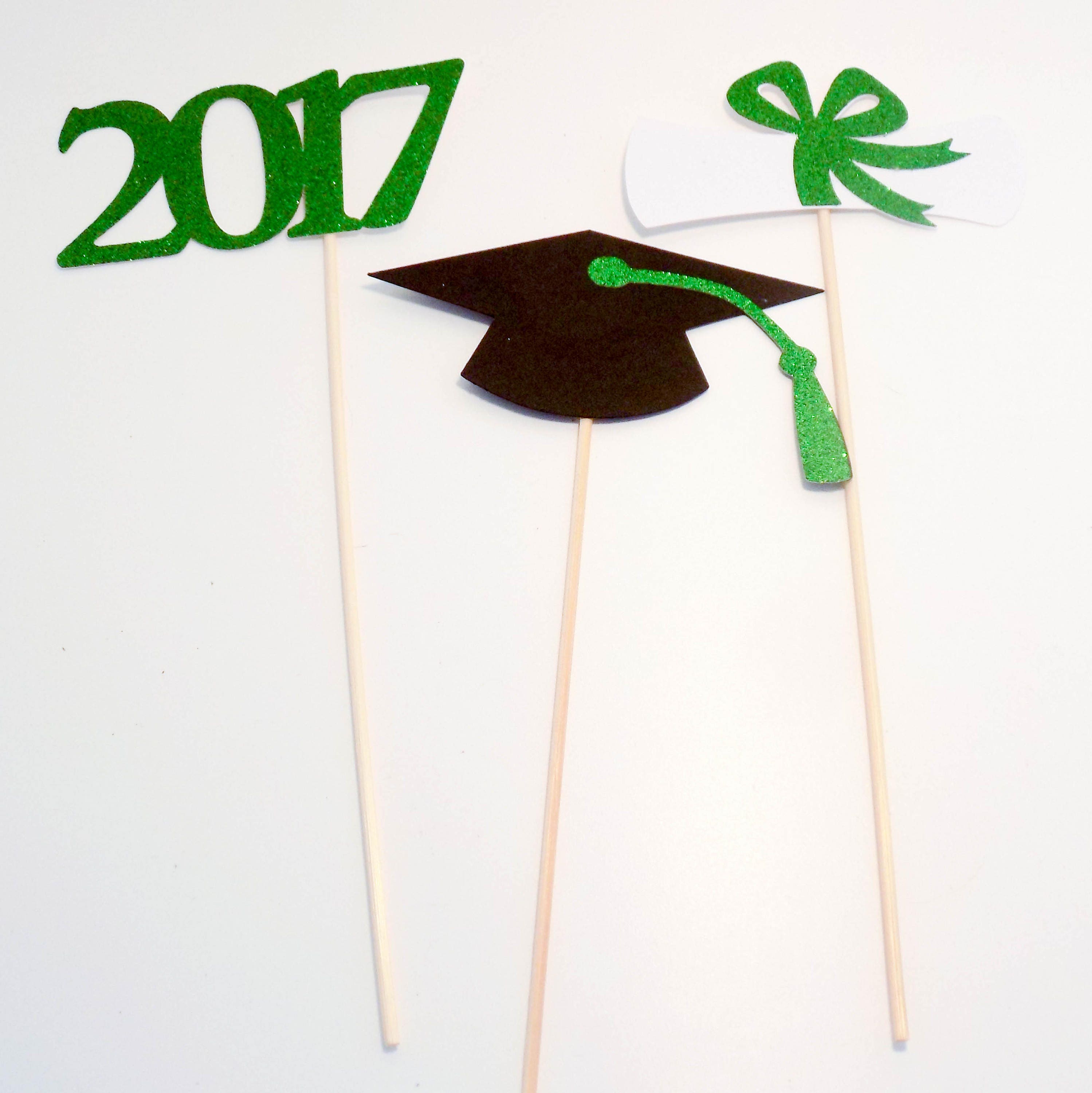 3 Graduation Centerpiece Sticks 2017 Grad Cap Diploma Class of