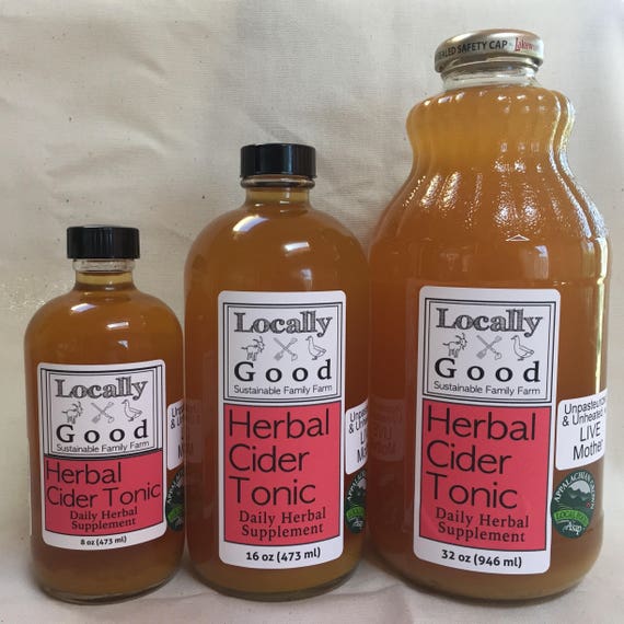 Herbal Cider Tonic 8 16 and 25 oz Apple Cider Vinegar Honey