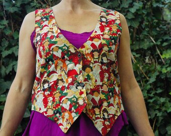 Vintage 90s Ugly Christmas Vest Children Of Different Nationalities Print