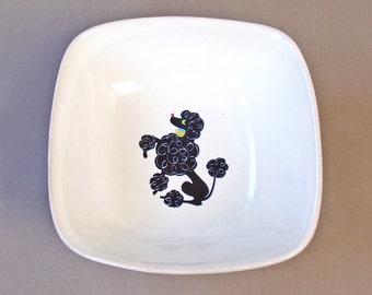 Vintage Glidden Black Poodle Stoneware Cereal Bowl