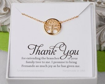 Family Tree Necklace,tree of life,Mother's day gift,Mother of the groom gift,mother in law gift,gift from bride to mom,custom message card