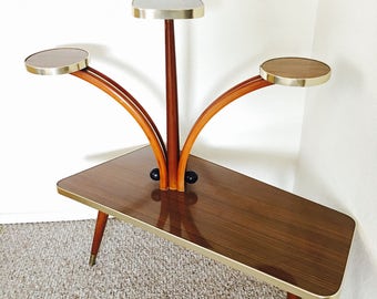 Mid Century Plant Stand Display Table Space Age Vintage German Flower Bench Side Table End Table