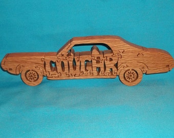 Vintage Mercury Cougar Car Scroll Saw Wooden Puzzle