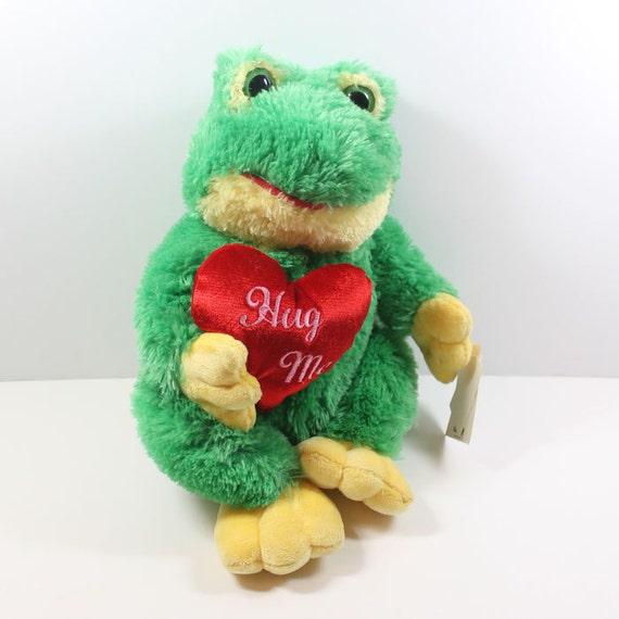 Valentine's Day Frog Vintage Stuffed Green and Yellow Toy