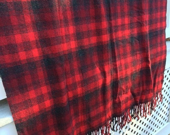Pendleton Vintage Stadium Blanket Red Plaid Camp Blanket Vintage Bedding Christmas Plaid Blanket Tartan Plaid Pendleton Robe in Bag