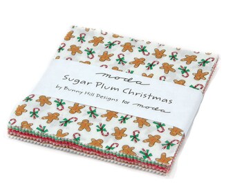 Sugar Plum Charm Pack by Bunny Hill - Christmas Fabric Charm Pack - Christmas Charm Pack - 5" Squares