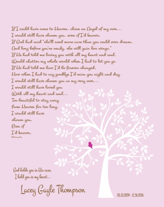 Loss of Daughter Poem-Childhood Cancer Memorial Print for