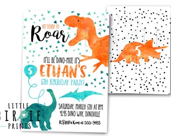 DINOSAUR INVITATION DINOSAUR Birthday Party Invitation Dinosaur Birthday Party Printable Invitation Watercolor Dinosaur Invitation