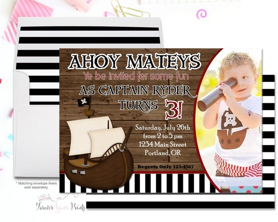 Pirate Birthday Invitation, Pirate Party Invite, Pirate Invitation, Pirate Invite, Boys Birthday, Birthday Invitation Boy, Boys Pirate Party Il_570xn