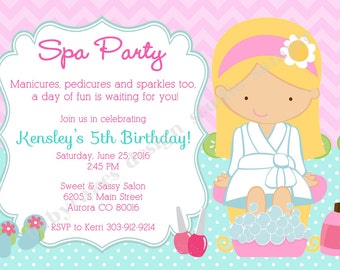 Spa Party Invitation invite spa birthday party invitation invite sleepover spa party diy printable CHOOSE YOUR GIRL