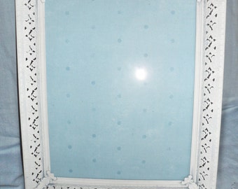 Vintage Metal 1950's 8"by10" Picture photo Frame Shabby Chic'd in light blue tint