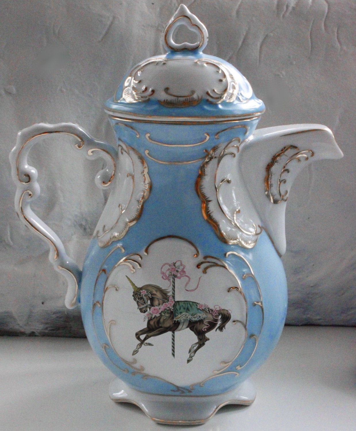 Unicorn Pink and Gold Customized Tea Set Custom Tea Bespoke