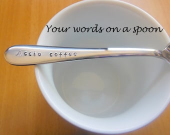 Accio Coffee,Accio Tea,Custom Hand stamped Teaspoon,Harry Potter,Magic,Spell, Doctor Who