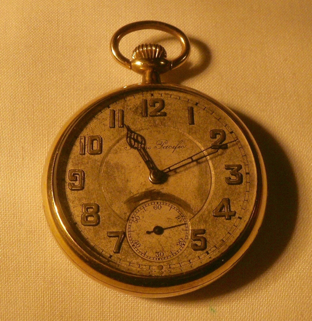 Vintage Gold 21 Jewel Trans Pacific Pocket Watch