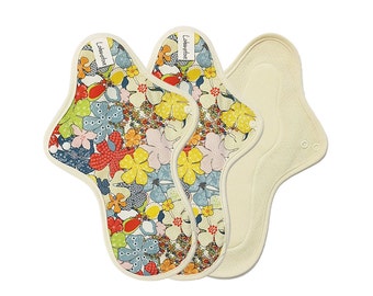 11" Pure Cotton Reusable Cloth Menstrual Pads set for period / Cloth pad set / Cloth menstrual pads heavy - 3 Large pads (Maple)