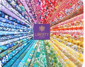 50 Liberty Tana Lawn fabric PIECES - each minimum 5'' x 5'' - RAINBOW 6 - all different