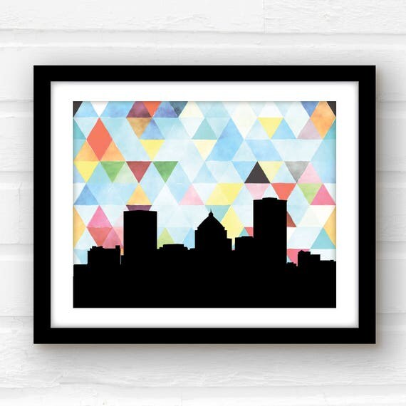 Rochester NY skyline print Rochester NY wall art Rochester