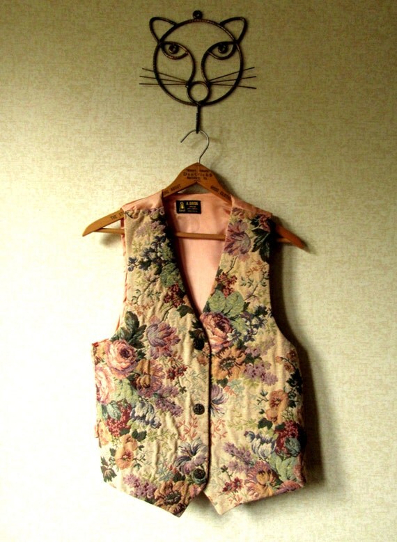 Tapestry Vest boho preppy mori girl weskit waistcoat floral