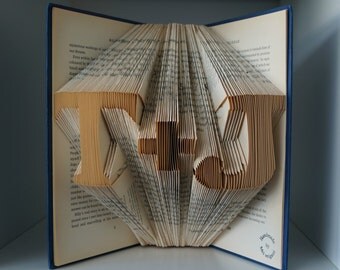 Paper anniversary gift for him-Initial book origami-made to order-Folded Book Art-gift for newlywed-gift wrapped