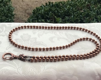 Copper Pearl Bead Lanyard Swarovski Pearl Lanyard Copper Lanyard Necklace ID Badge Holder