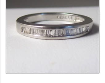 Vintage Platinum Baguette Diamond Wedding Band