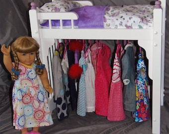 American Girl Doll bed and clothes storage unit combo with dancing Fairy bedding and ladder