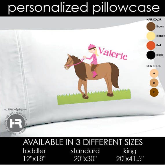 Horse Pillowcase Girls Personalized Horse Pillow case