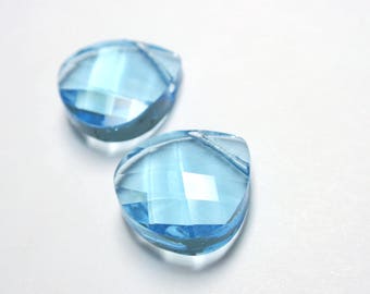 Swarovski Elements Aquamarine Faceted Flat Briolette Pendant, #6012 Aquamarine 15mm Faceted Flat Briolette Pendant - 3 Pcs