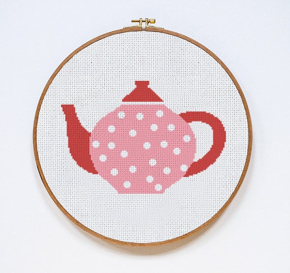 Teapot cross stitch pattern Instant Download cute cross Stitch cross teacups patterns pretty pattern instant tea choose